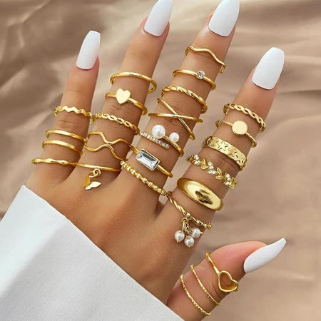 Conjunto de 27 peças de Jóias Femininas Ouro e Prata