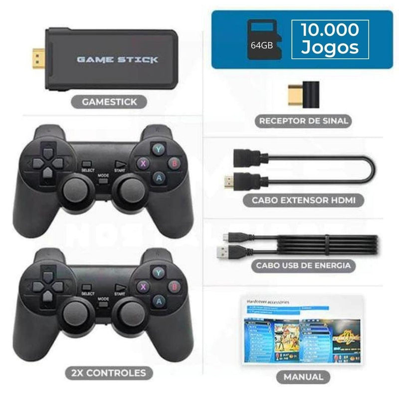 Vídeo Game Stick Retrô Original 4k Com 10000 Jogos + 2 Brindes